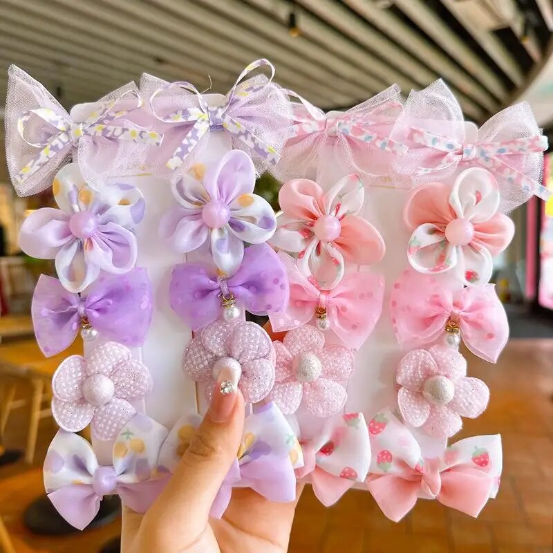 Hair Care Gift - 10Pcs/Set Cute Bows Baby Hairclips Lace