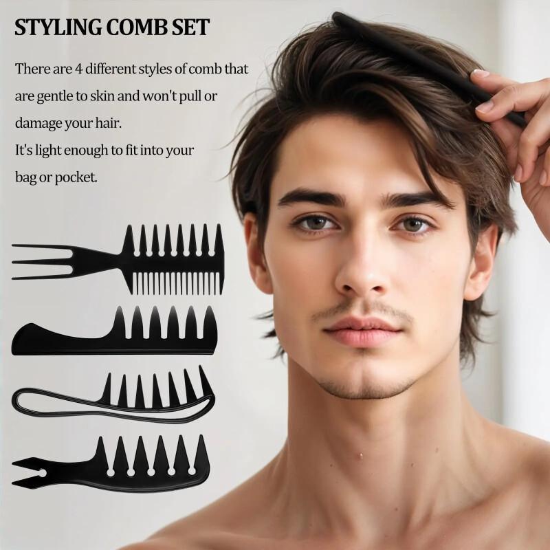4Pcs Styling Comb Set for Men  - Detangling Wide Comb ulasan dan harga