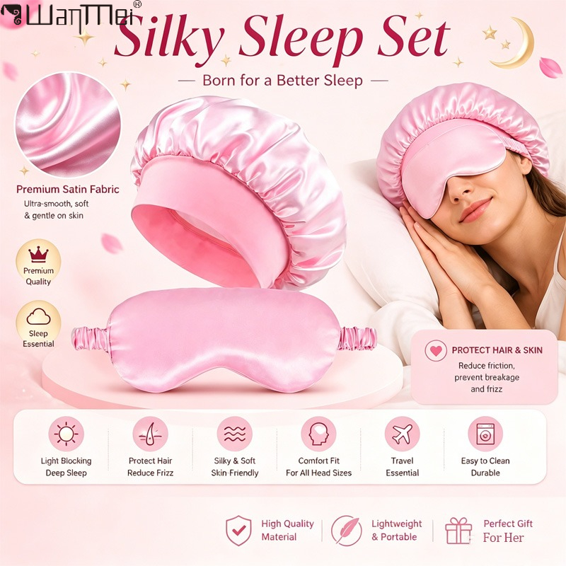  Satin Bonnet Sleep Eye Mask  - Hair Care Treatment ulasan dan harga