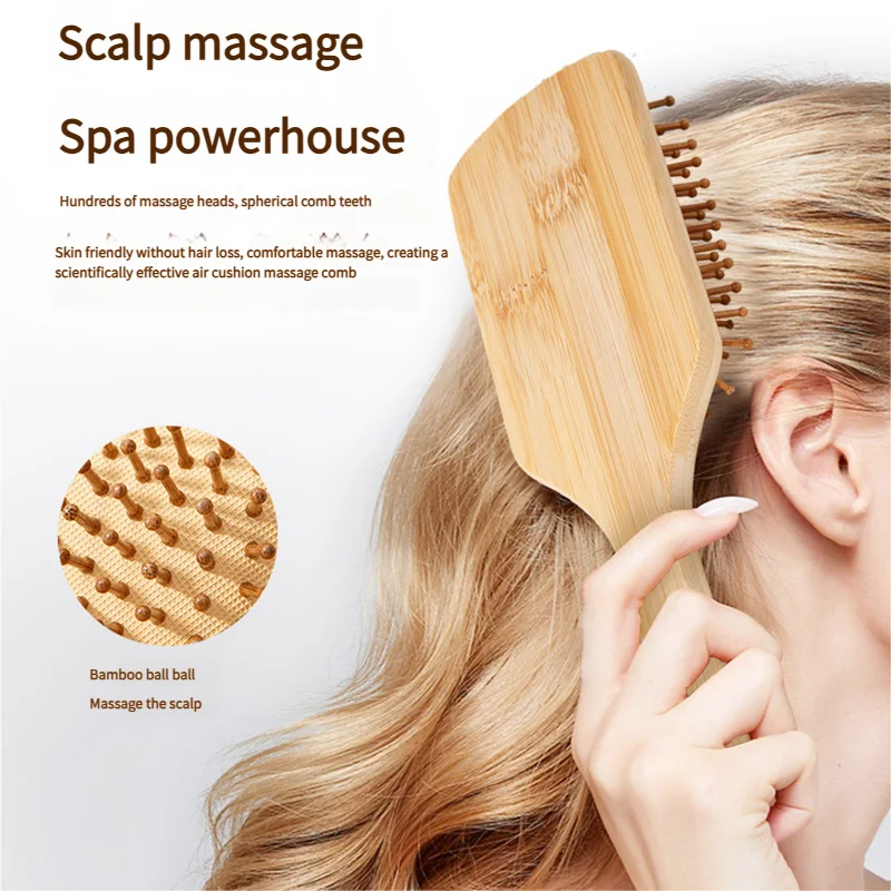 Bamboo Hair Brush Women Stylin - Detangling Wide Comb ulasan dan harga