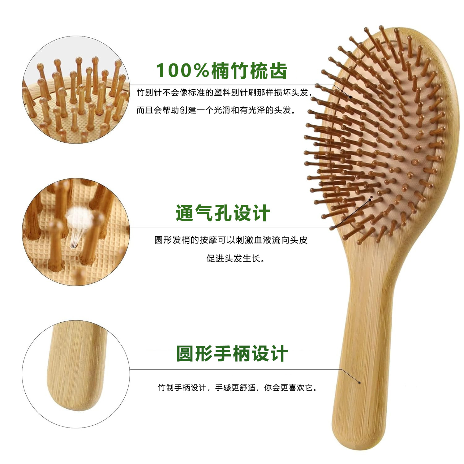 Bamboo Hair Brush Comb Set for - Detangling Wide Comb ulasan dan harga
