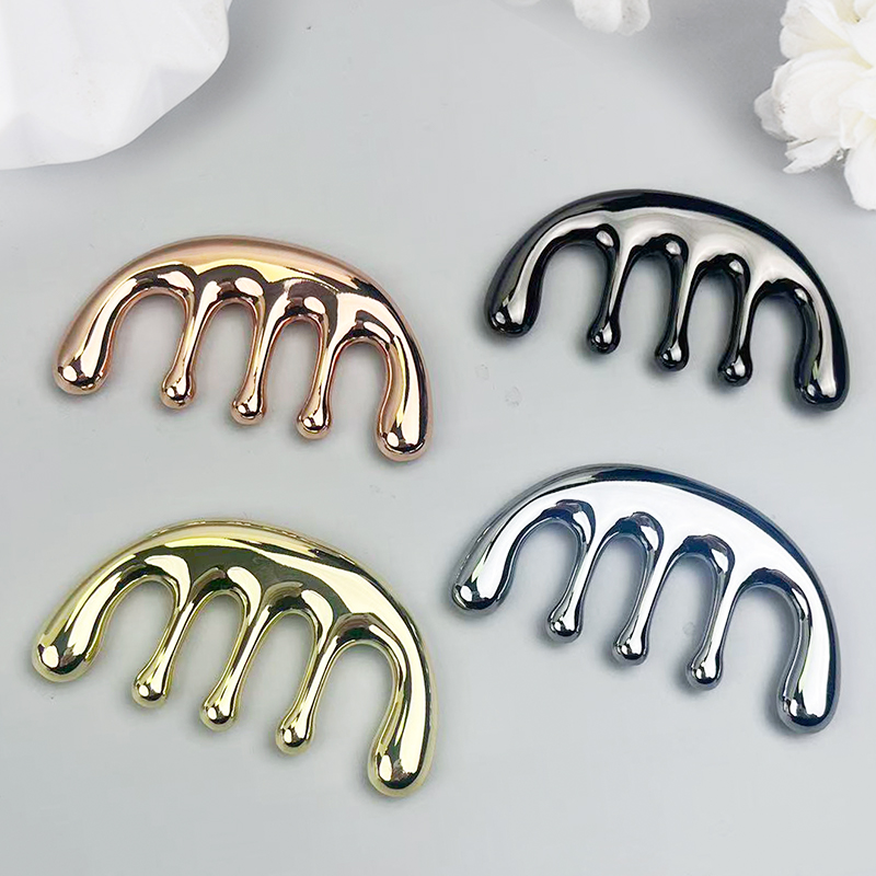1pc Five-tooth Metal Massage C - Detangling Wide Comb ulasan dan harga