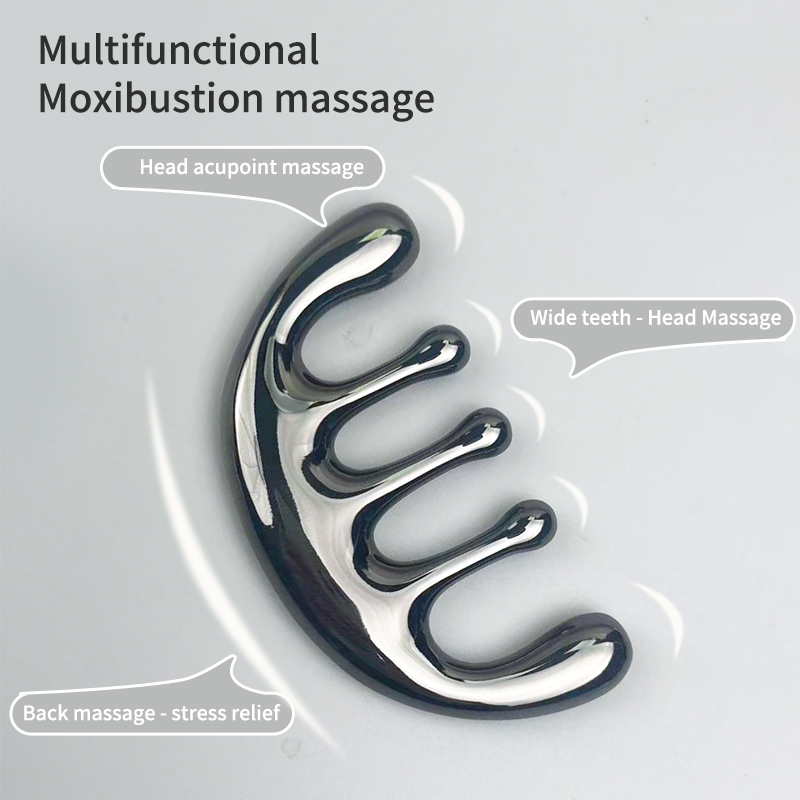 1pc Five-tooth Metal Massage C - Detangling Wide Comb ulasan dan harga