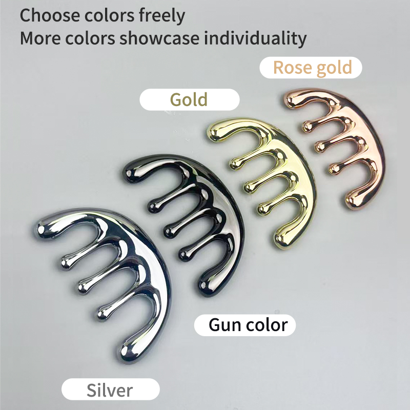 1pc Five-tooth Metal Massage C - Detangling Wide Comb ulasan dan harga